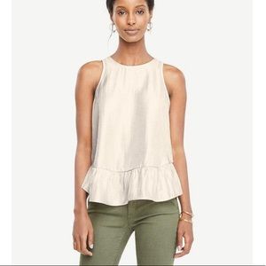 Ann Taylor Metallic Ruffle Swing Top Gold Metallic